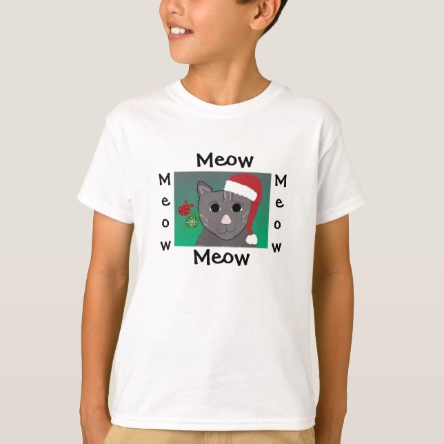 Cute Christmas Cat T-Shirt (Front)
