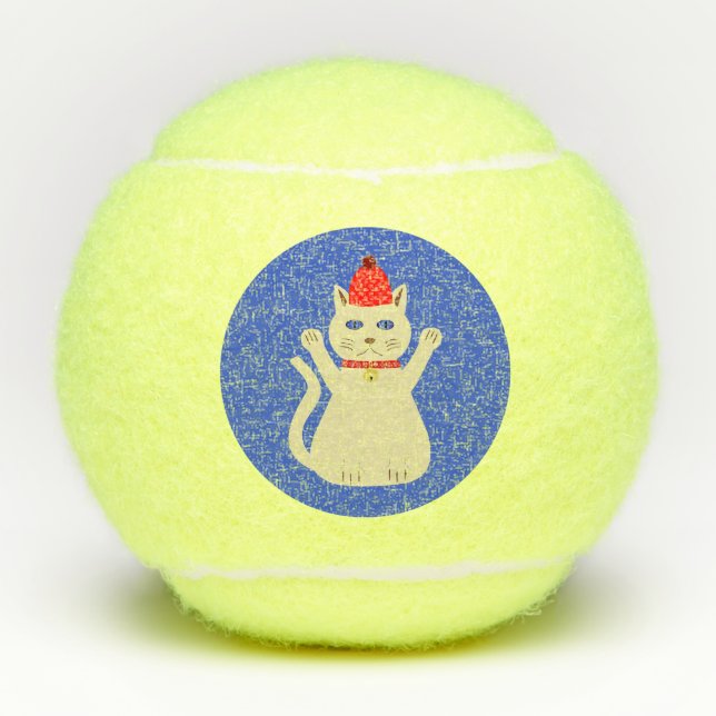 Cute Christmas Cat Tennis Balls (Front)