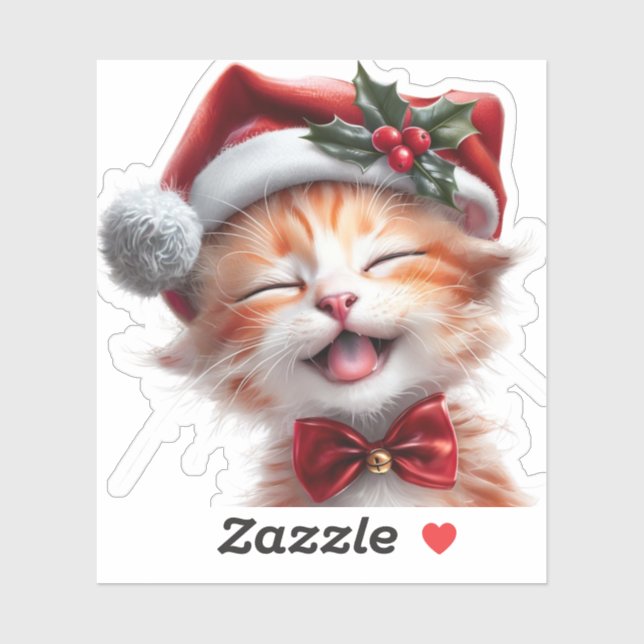 Cute Christmas Cat with Santa Hat and Bow Tie (Sheet)
