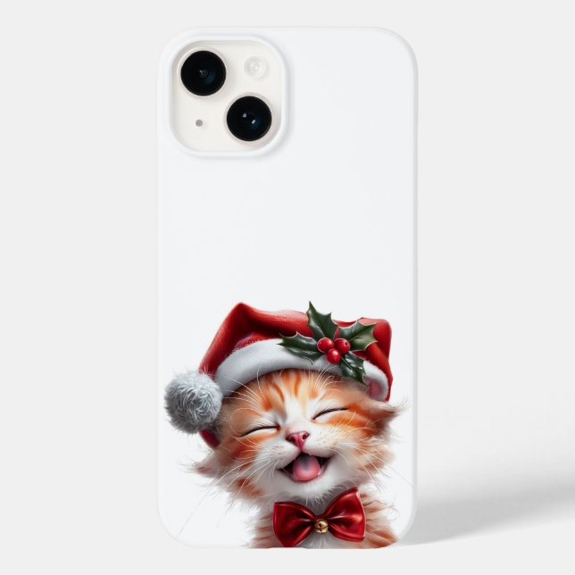 Cute Christmas Cat with Santa Hat and Bow Tie Case-Mate iPhone Case (Back)