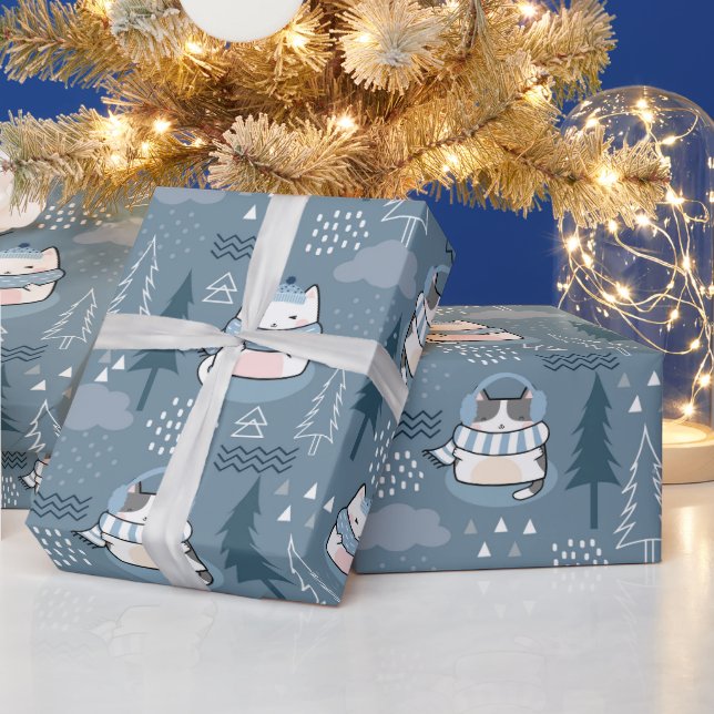 Cute Christmas Cat Wrapping Paper (Holidays)
