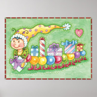 Cute Christmas Caterpillar Train with Presents Poster