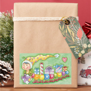 Cute Christmas Caterpillar Train with Presents Rectangular Sticker