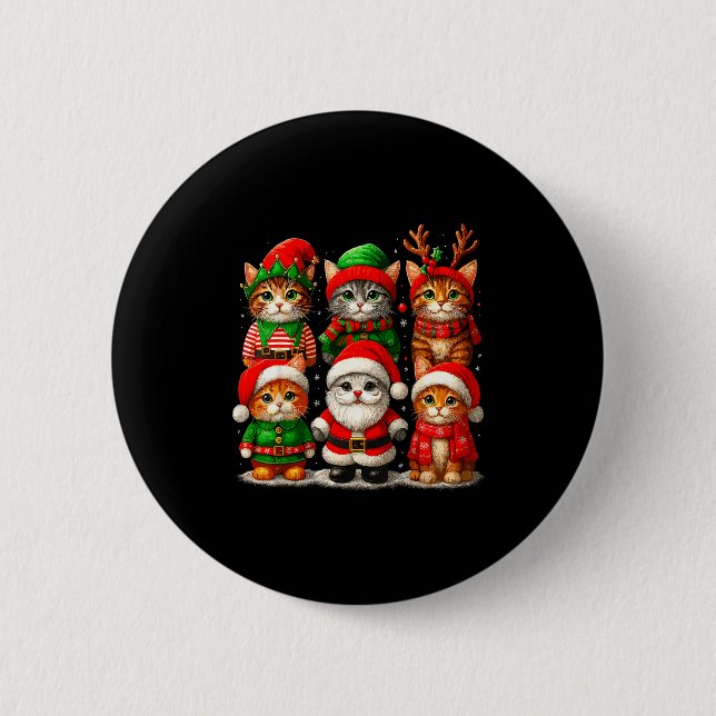 Cute Christmas Cats  6 Cm Round Badge (Front)