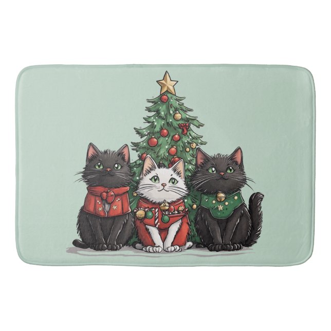 Cute Christmas Cats Bath Mat (Front)