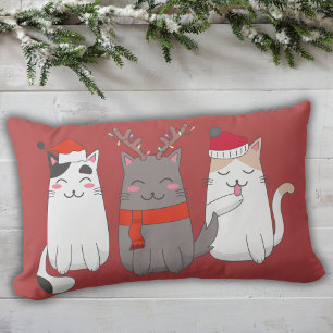 Cute Christmas Cats Custom Lumbar Cushion