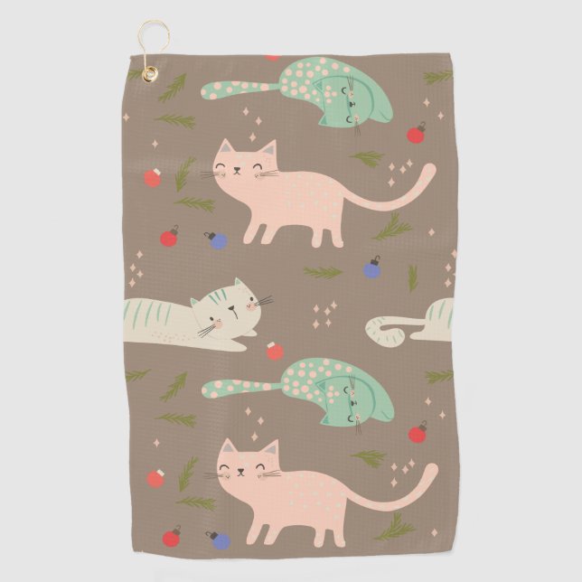 Cute Christmas Cats Golf Towel (Front)