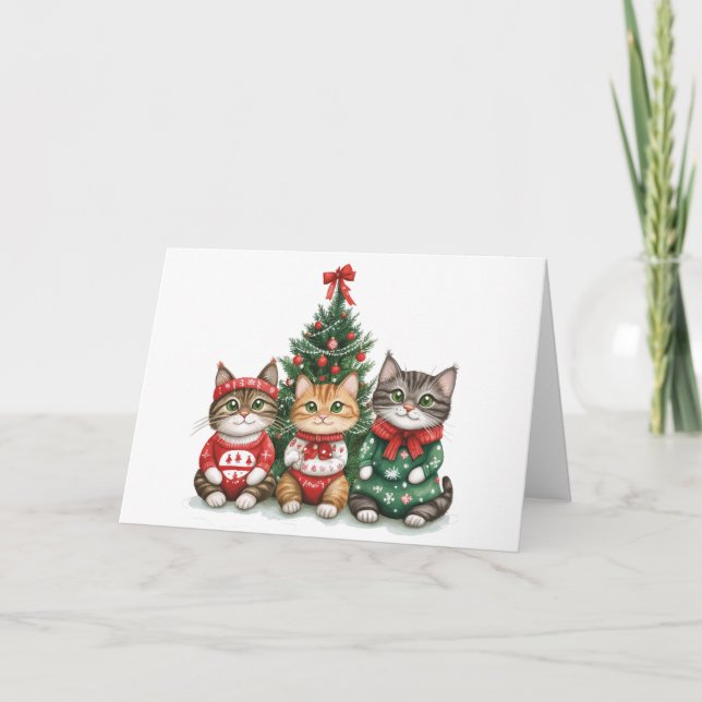 Cute Christmas Cats Holiday Card (Front)