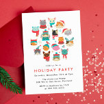 Cute Christmas Cats Holiday Party Invitation<br><div class="desc">Invite guests to your Christmas party in style with our Cute Christmas Cats holiday party invites. The party invites feature a circle of cute cats wearing Santa hats, winter hats, scarves, and sweaters in a red and turquoise colour scheme. Personalise the invites by adding your party details. The back features...</div>