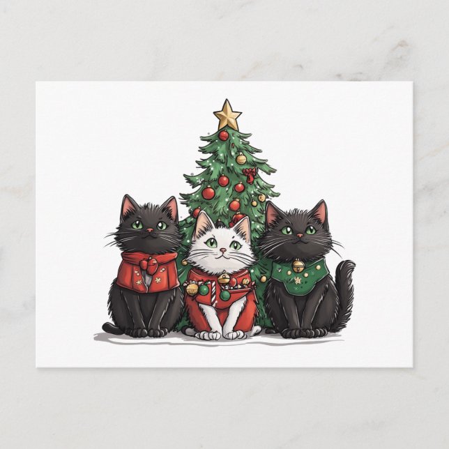 Cute Christmas Cats Holiday Postcard (Front)