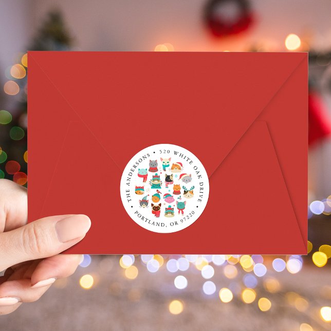 Cute Christmas Cats Holiday Return Address Labels (Creator Uploaded)