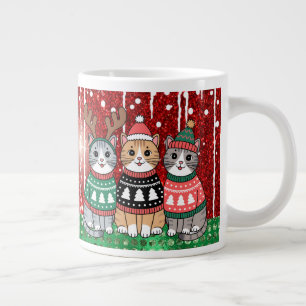 Cute Christmas Cats I love you Mum Large Coffee Mug