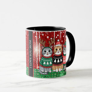 Cute Christmas Cats I love you Mum Mug