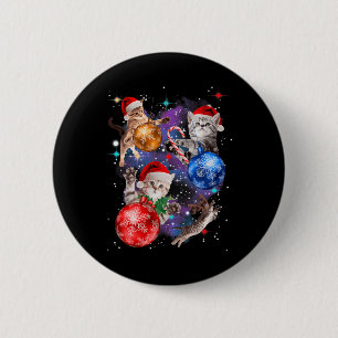 Cute Christmas Cats In Space Ornaments Graphic  6 Cm Round Badge