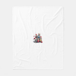 Cute Christmas Cats In Space Ornaments T-Shirt Fleece Blanket
