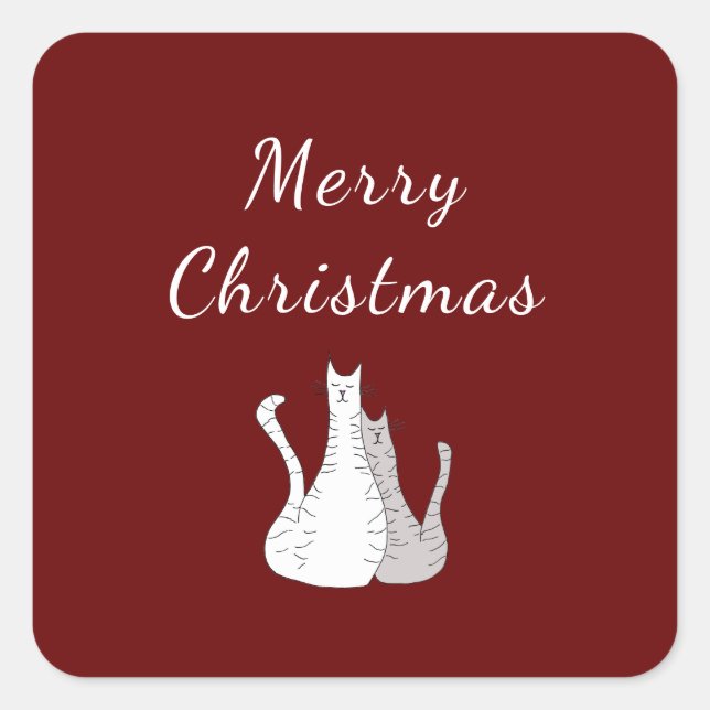 Cute Christmas Cats Kitties Red  Square Sticker (Front)