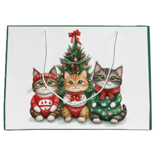 Cute Christmas Cats Large Gift Bag