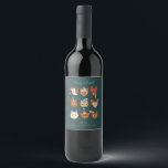 Cute Christmas Cats Meowy<br><div class="desc">Cute and funny Christmas wine label featuring hand drawn illustration of various cats wearing winter accessories. The text says "meowy and bright."</div>