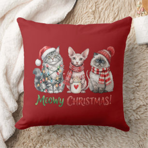 Cute Christmas Cats Meowy Christmas Cushion