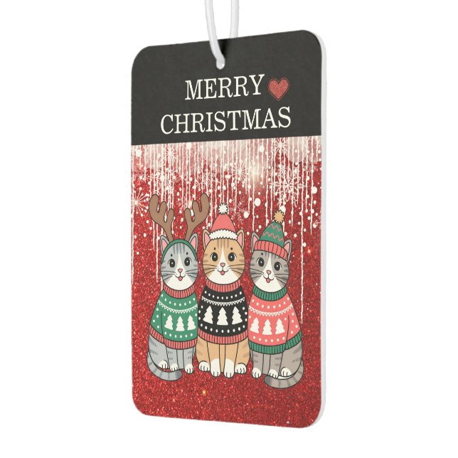 Cute Christmas Cats Merry Christmas  Car Air Freshener (Left)