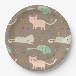 Cute Christmas Cats Paper Plate