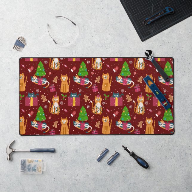 Cute Christmas cats pattern Desk Mat (Workstation)