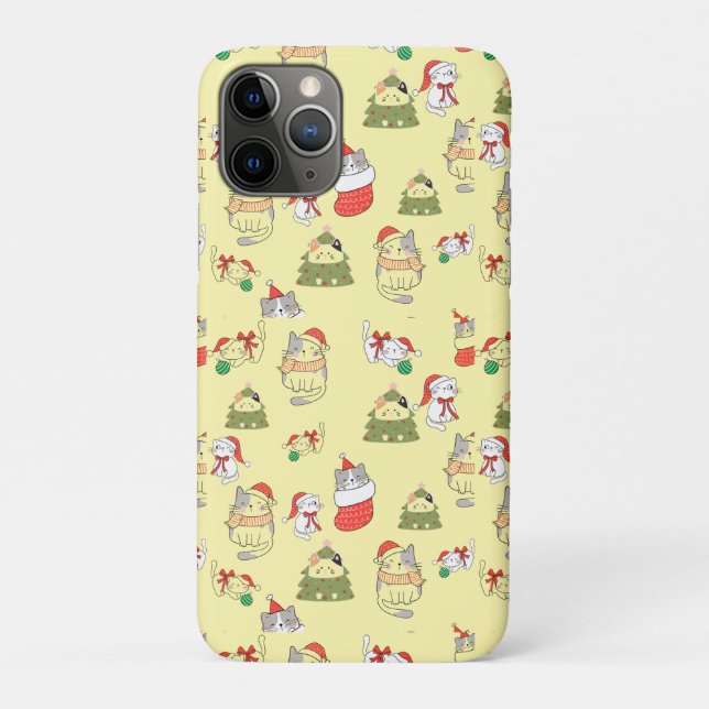 Cute Christmas Cats Pattern – Festive Holiday Desi Case-Mate iPhone Case (Back)