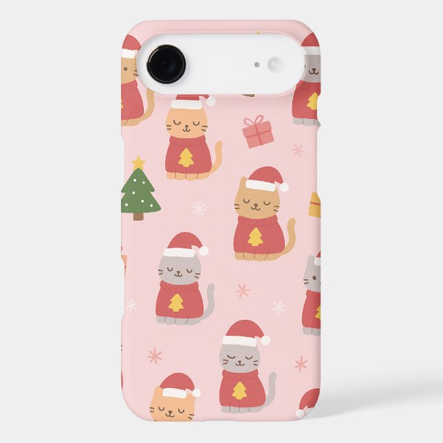 Cute Christmas Cats Pattern – Pink Holiday Design (Back)