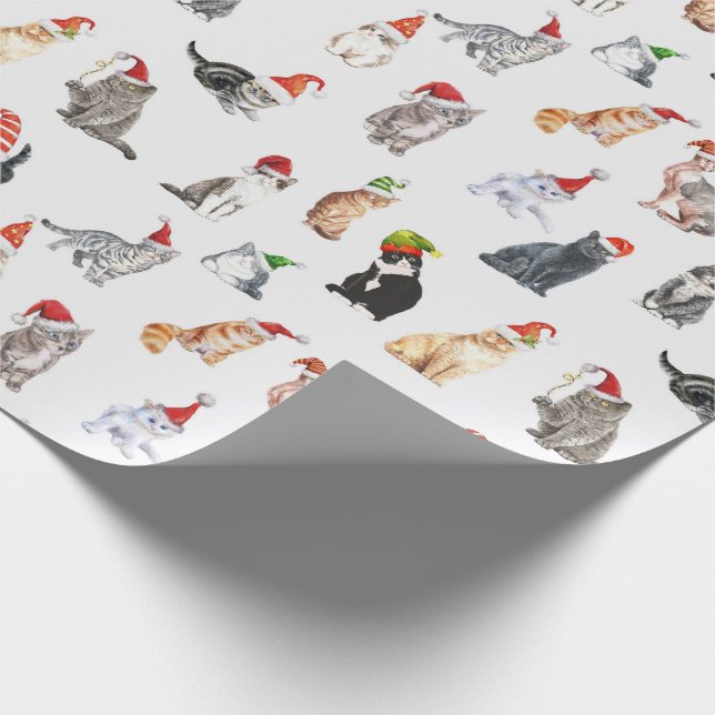 Cute Christmas Cats Pattern Wrapping Paper (Corner)