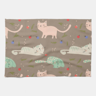 Cute Christmas Cats Tea Towel