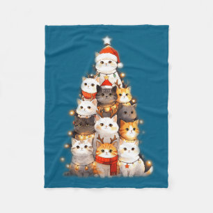 Cute Christmas Cats Tree Lights Holiday Kittens Il Fleece Blanket