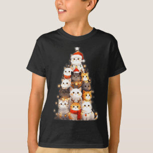 Cute Christmas Cats Tree Lights Holiday Kittens Il T-Shirt