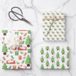 Cute Christmas Cats Wrapping Paper Sheet<br><div class="desc">A set of 3 coordinating gift wrap sheets featuring Christmas trees and a cat that is great for cat moms and dads.</div>