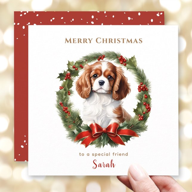 Cute Christmas Cavalier Dog Lover Christmas Card (Cute Christmas Cavalier Dog Lover Christmas Card)