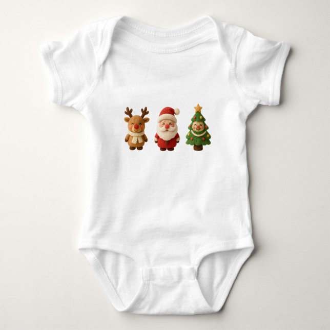 Cute Christmas Characters Baby Bodysuit – Reindeer (Front)