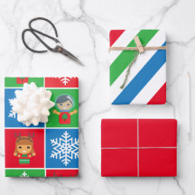 Cute Christmas Characters Wrapping Paper Sheets