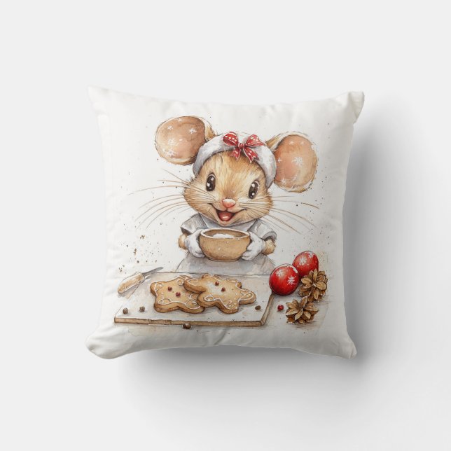 Cute Christmas Chef Mouse Cushion (Front)