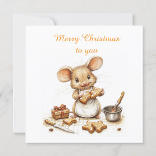Cute Christmas Chef Mouse Invitation