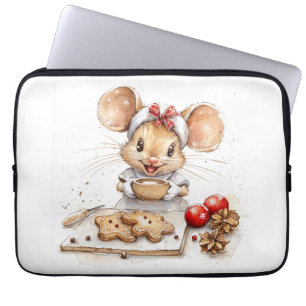 Cute Christmas Chef Mouse Laptop Sleeve