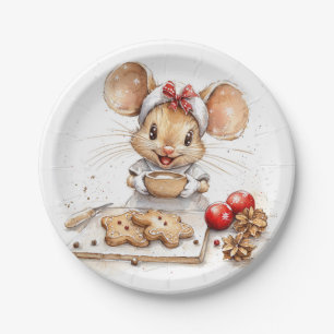 Cute Christmas Chef Mouse Paper Plate