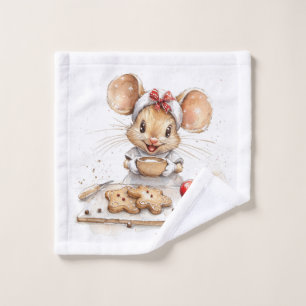 Cute Christmas Chef Mouse Wash Cloth