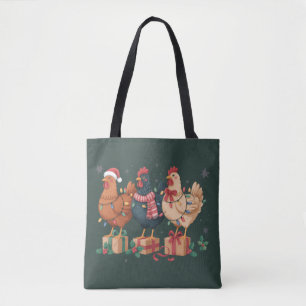 Cute Christmas Chickens Funny Holiday Farm Tote Bag