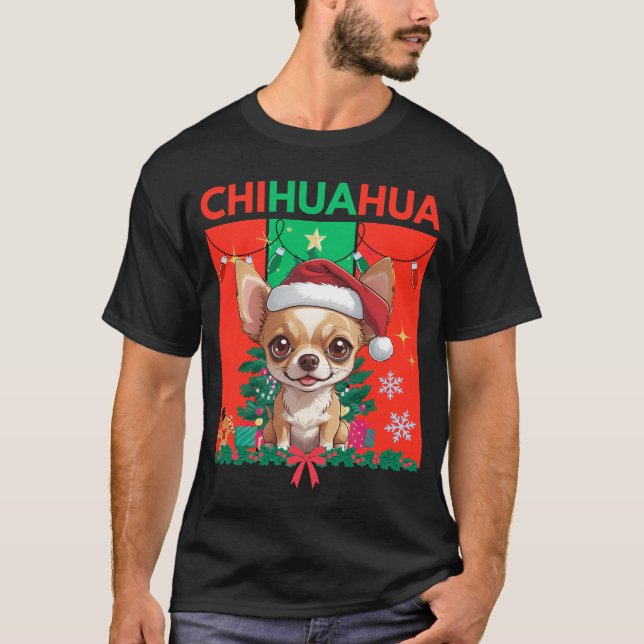 Cute Christmas Chihuahua | Festive Holiday Dog T-Shirt (Front)