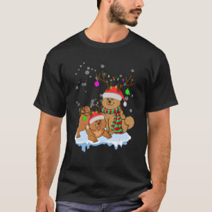 Cute Christmas Chow Chow Santa Hats Reindeer Dog T-Shirt