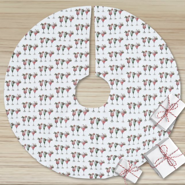 Cute Christmas Cocktail Pattern Brushed Polyester Tree Skirt (Cute Christmas Cocktail Pattern Brushed Polyester Tree Skirt)