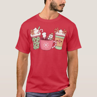 Cute Christmas Coffee Drinks Gingerbread Man Snowm T-Shirt