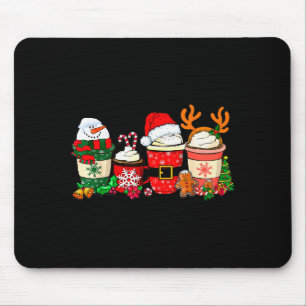 Cute Christmas Coffee Shirt Snowman Deer Santa Cof Mouse Pad