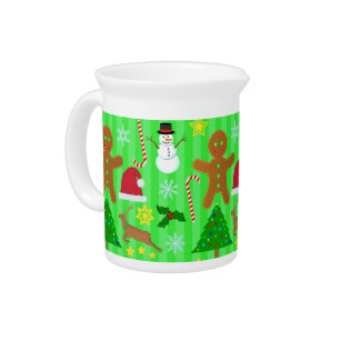 Cute Christmas Collage Holiday Pattern Pitcher
