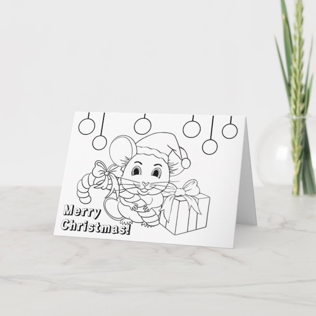 Cute Christmas Colouring Card (Front)