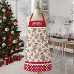 Cute Christmas Cookie Baking Crew Apron<br><div class="desc">A cute Christmas Cookie Baking Crew apron decorated with a gingerbread cookie pattern. Personalise it with your name. Border of apron has a red and white polka dot pattern with ric rac. Makes a fun gift for Christmas. Designed for you by Blackberry Boulevard.</div>